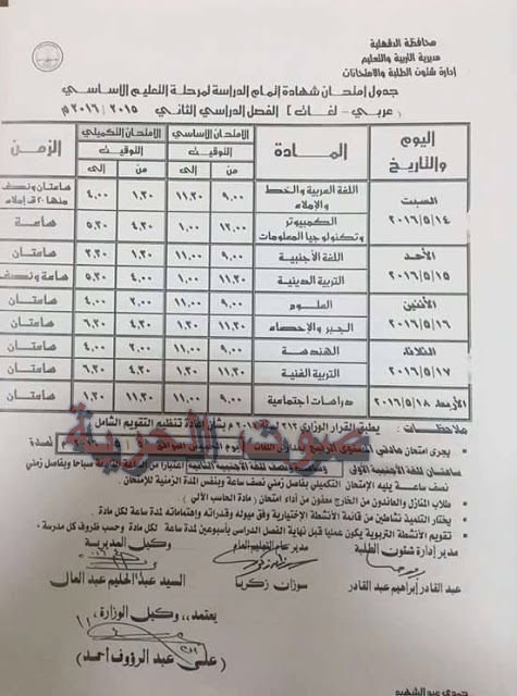 امتحان اخر العام بالدقهلية