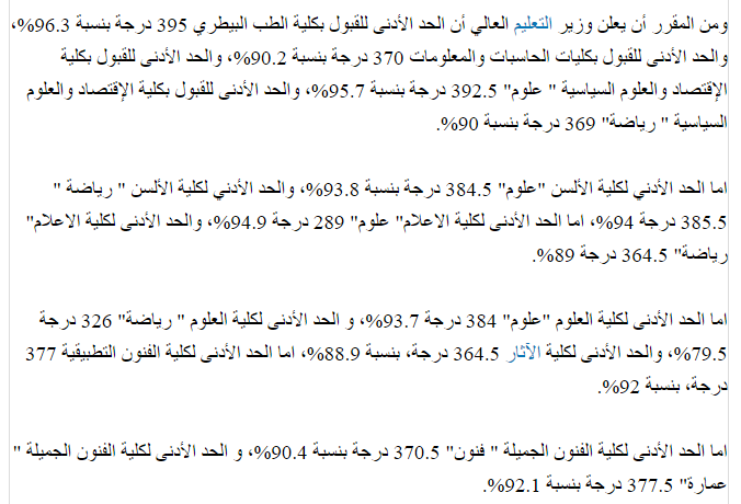 نتيجة تنسيق الكليات 2016 المرحلة الثانية